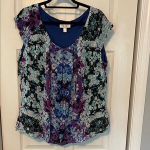 dressbarn Floral Blouse - Blue and Purple